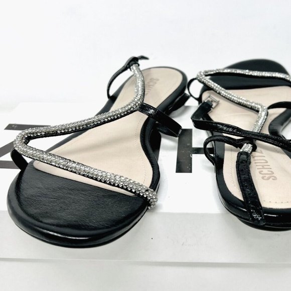 Schutz Georgia Lee Black Crystal Embellished Women's Sandals - Picture 2 of 6
